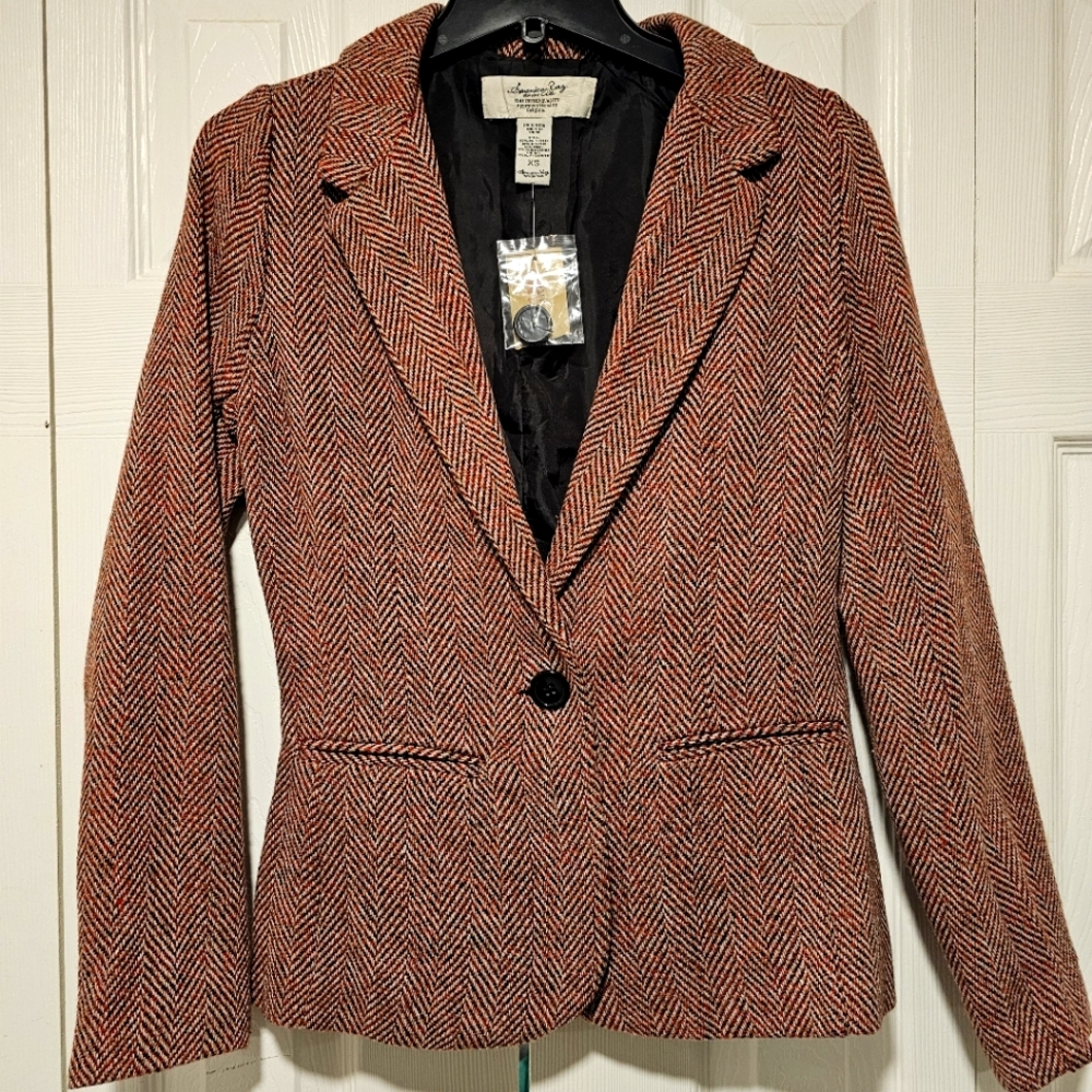 Red black and tan Wool Blazer